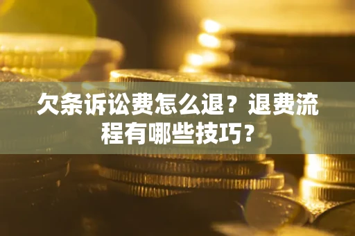 北京欠条诉讼费怎么退？退费流程有哪些技巧？